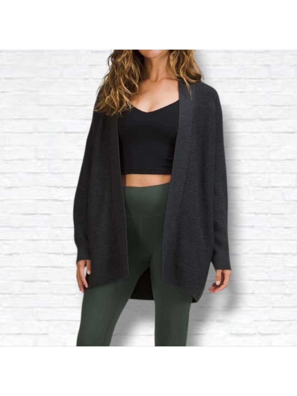 Lululemon Merino Wool-Blend Ribbed Long Wrap Cardigan Sweater Size 2